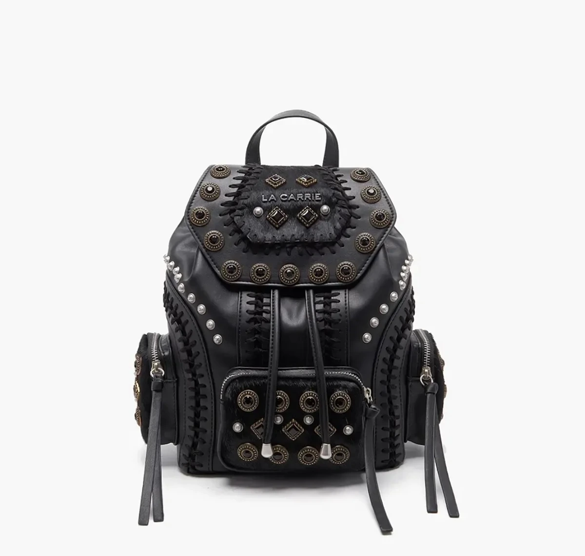 122MLB – BACKPACK Μαύρο σακίδιο πλάτης με στολίδια – 1 Μαύρο σακίδιο πλάτης με στολίδια - Image 1