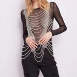 Μαύρη see-through μπλούζα με πέρλες