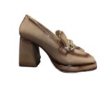 Ψηλοτάκουνα δερμάτινα loafers σε όμπρε πούρο απόχρωση