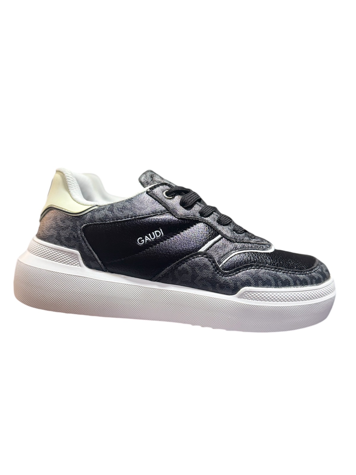 GDPAL01 Μαύρα sneakers με μοτίβο και λευκή σόλα -4 Μαύρα sneakers με μοτίβο και λευκή σόλα - Image 1