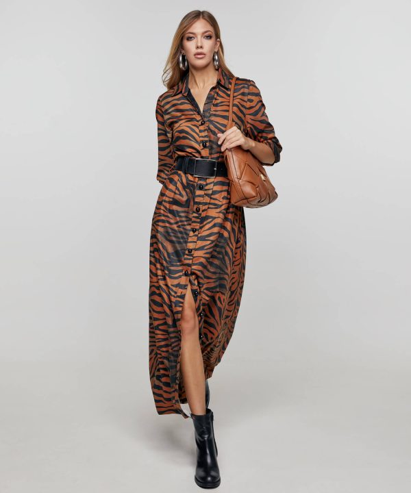 LTRQ32 Σεμιζιέ φόρεμα με animal print και ζώνη -1 Σεμιζιέ φόρεμα με animal print και ζώνη - Image 1