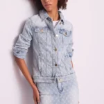 Ανοιχτόχρωμο denim jacket με all-over λογότυπο
