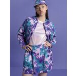 Bomber jacket tie dye σε μωβ και γαλάζιες αποχρώσεις
