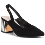 Μαύρο slingback με ριγέ τακούνι