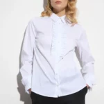 Λευκό πουκάμισο ποπλίνας με πιέτες