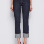 Μπλε τζιν σε skinny cropped γραμμή με ρεβέρ και στρας