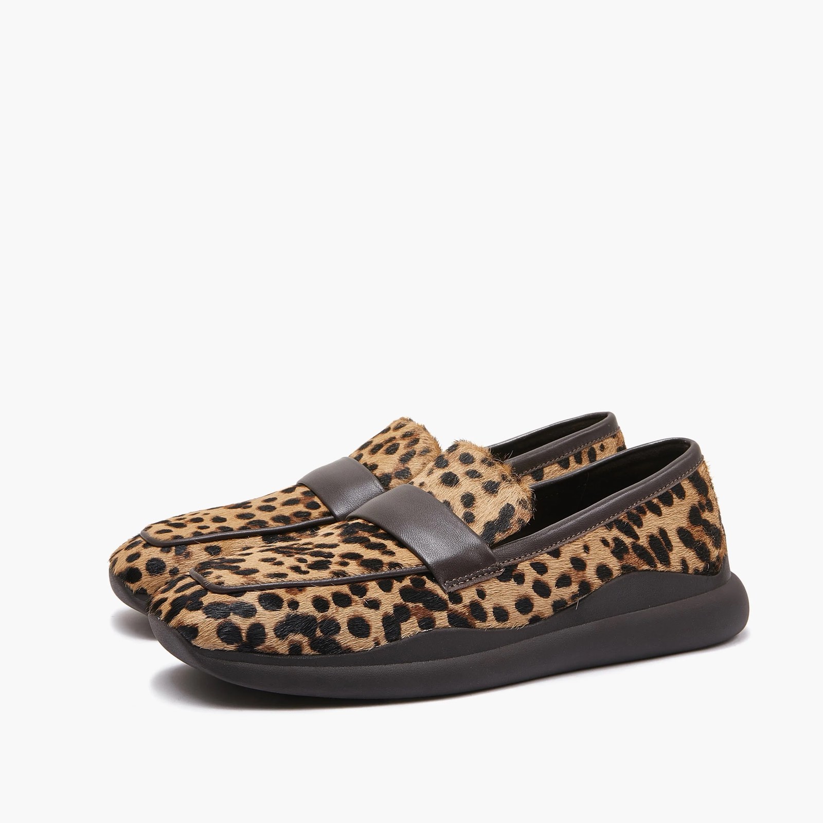 EVS0462 Λεοπάρ loafer ponyskin με καφέ συνδυασμό -2 Λεοπάρ loafer ponyskin με καφέ συνδυασμό - Image 1