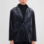 Βελούδινο λεοπάρ σακάκι σε blue black απόχρωση