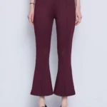 Cropped παντελόνι καμπάνα από ελαστικό scuba με ραφή